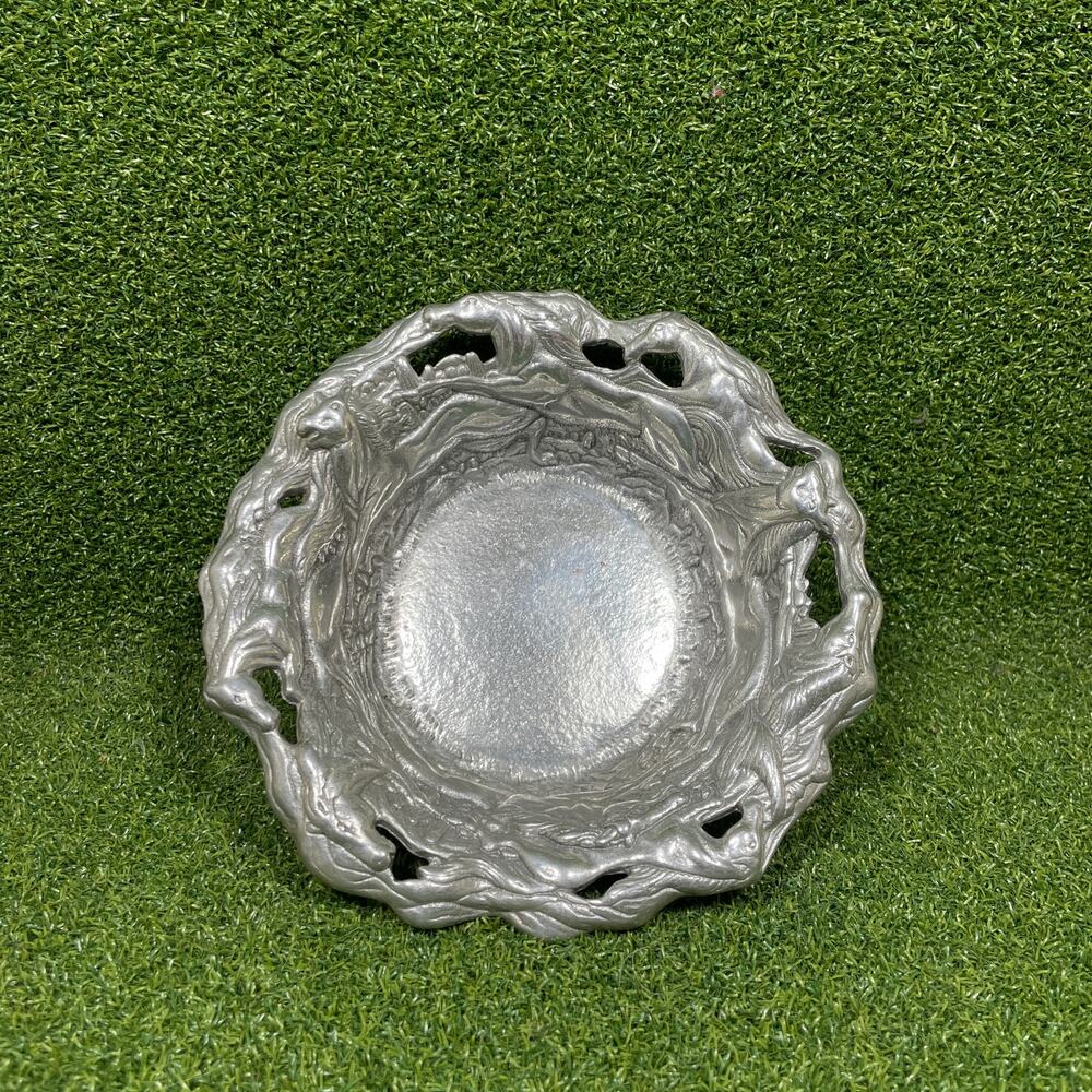 Vintage 1988 Arthur Court Aluminum Grapevine Bowl Bottle Coaster